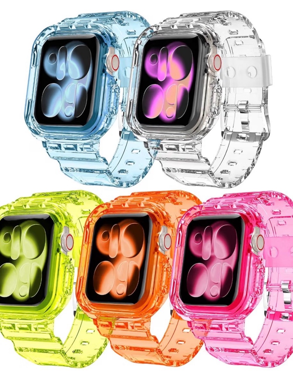 Neon Jelly Crystal watch bands - Fits Apple Smartwatch Series 10 & 11, 46mm
